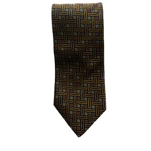 Ermenegildo Zegna Necktie Mens Multicolor Textured Embroider Geometric Silk